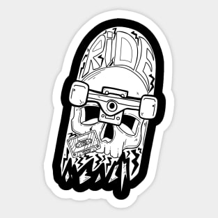 Skull Ride white Sticker